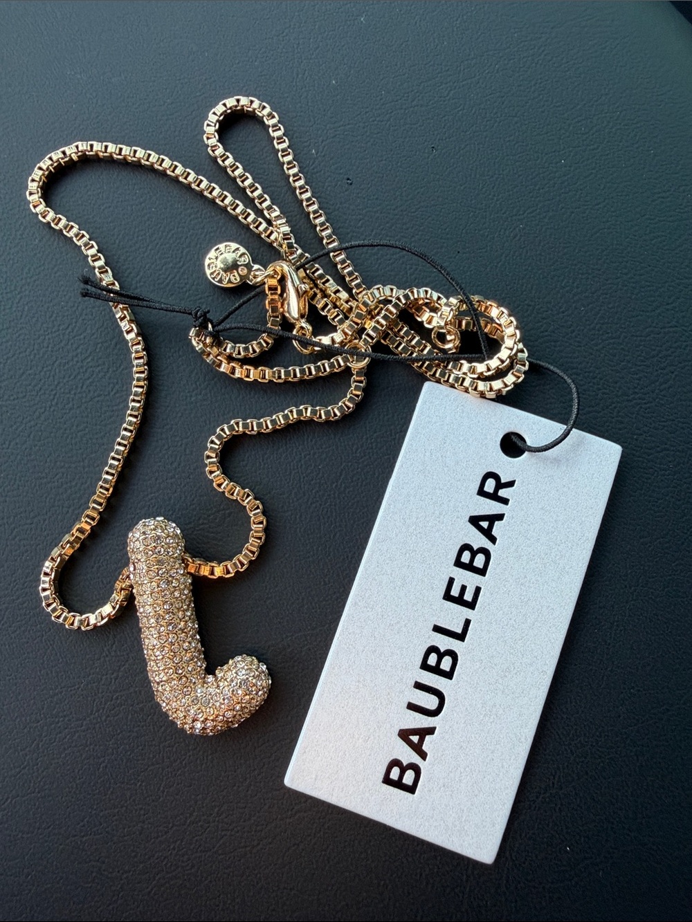 BaubleBar Gold Pavé Initial 'L’ Necklace in Shimmering Gold